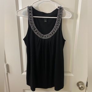 WHBM, Large, Black tank top with black and white trim